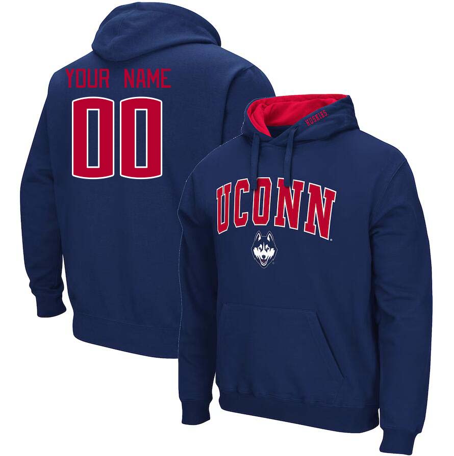 Custom Uconn Huskies Name And Number College Hoodie-Navy - Click Image to Close